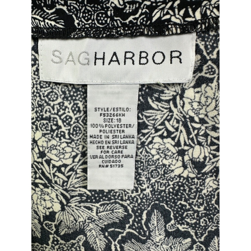 Sag Harbor Women Black White Floral Midi Skirt Size 18 Asymmetrical Hem F53266KH